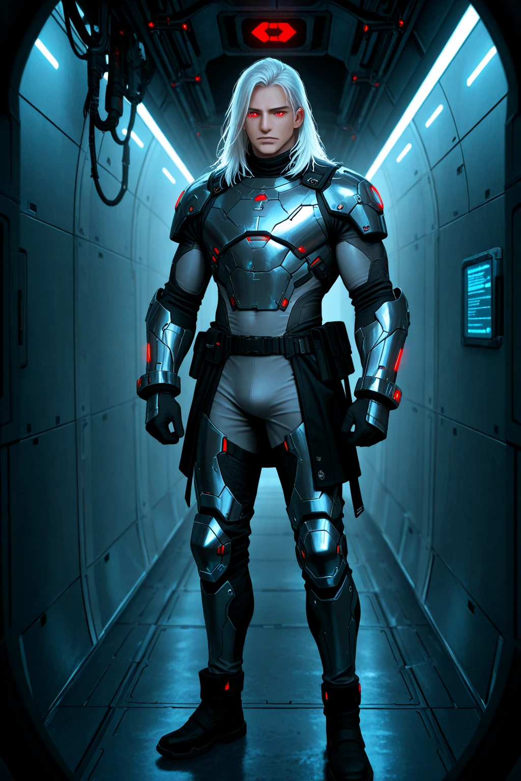 Description: Create a faithful and highly expressive representation of the Favela Guardian, an iconic black comic book character. He is portrayed wearing stately, gleaming niobium military armor, which molds perfectly to his athletic 16-year-old body. Details in shades of dark blue, black and silver adorn the costume, symbolizing its courage and strength.

The Slum Guardian is seen wielding his mighty weapons, a futuristic gleaming slingshot and dart-firing arm. The darts are adorned with mystical runes, while the shield on the arm bears the symbol of Morro da Paz. Her facial expression is determined and confident, conveying her resilience and determination.

Around the Guardian of the Quebradas, Gatrones and Musquitrones fly, helping with the challenges he faces on his journey. These mechanical creatures have shiny metallic details, enhancing their appearance.