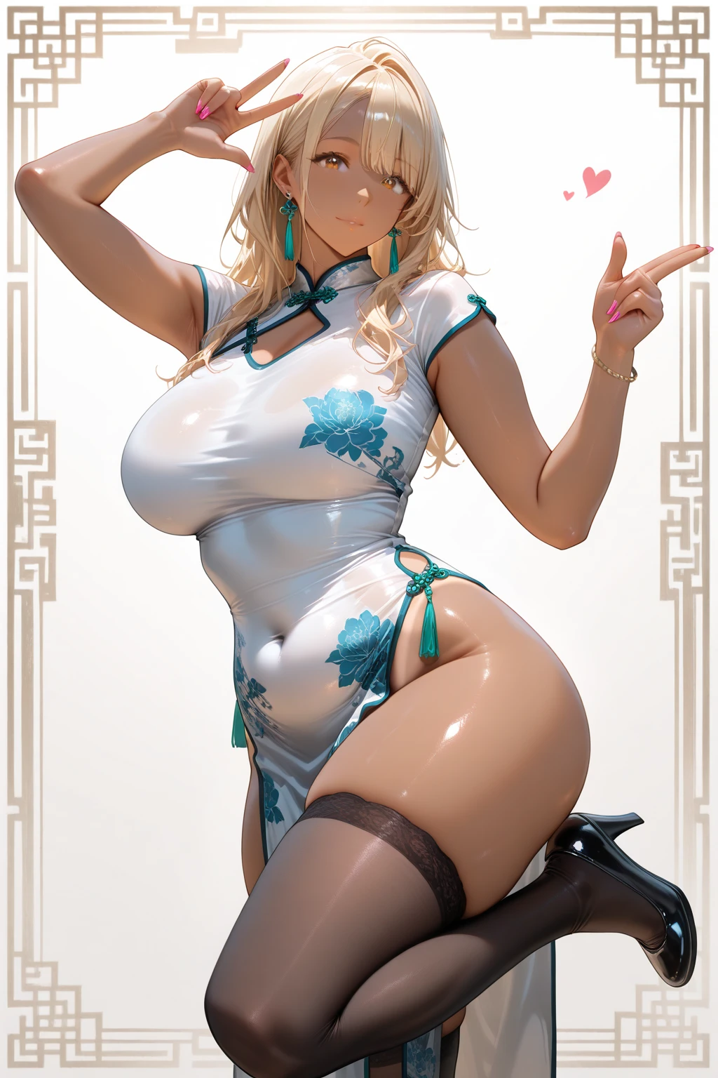 ((highest quality, 8k, masterpiece :1.3)), One Girl, Beautiful woman with emphasis on abs :1.3, (Short Hair, Huge breasts), Casual clothing :1.2, Highly detailed face, fine grain, Sexy woman with double eyelids, Beautiful smile, Lip gloss, Dramatic makeup, Close-up photo, (big sparkly necklace), (big shiny bracelet), Daytime scenery, big shopping mall background, Improve, (((Stylish platinum blonde hair with coral highlights))), ((Business style coral leather dress)), Sweet and sexy, Captivating look