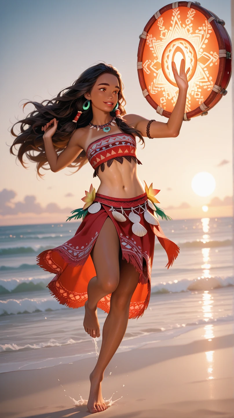 Hula dancer on a Hawaiian paradise beach.