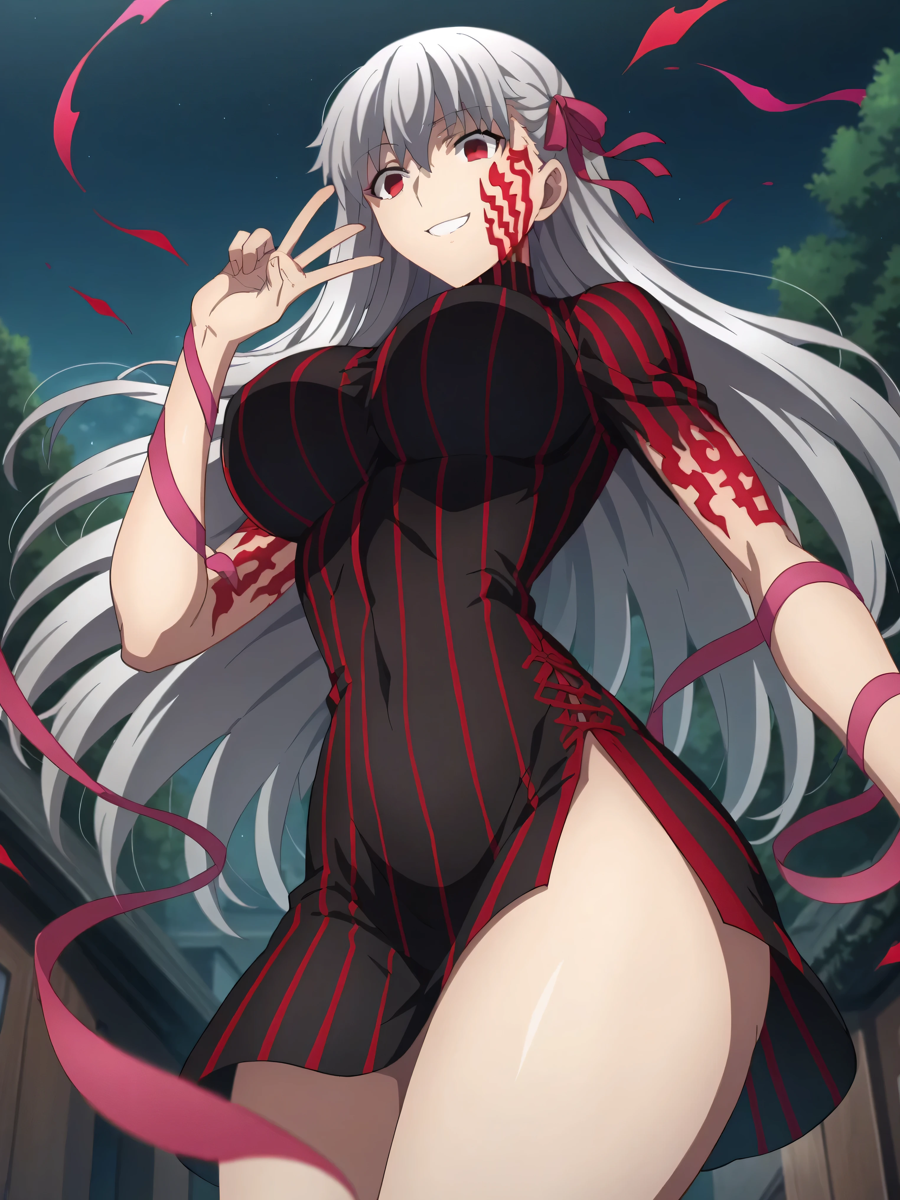 (masterpiece, highest quality, beautifully、aesthetic:1.3), Upper Body, Looking Back, View Viewer, One girl, alone, A light smile, (compensate, Long Hair, Light grey hair, Green Eyes:1.2), Ruani 0256, Bridal Veil, lace trim dress, See through, Wedding dress, Outdoor, White Rose, garden, morning, Are standing, Very detailed, Daki