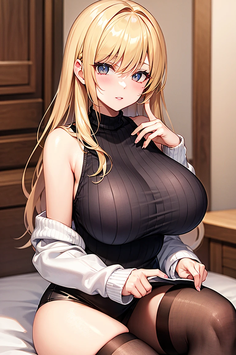 (Highest quality、Masterpiece、Very detailed、4K)、One woman、Big Breasts、18-year-old、Big Breasts、sweater