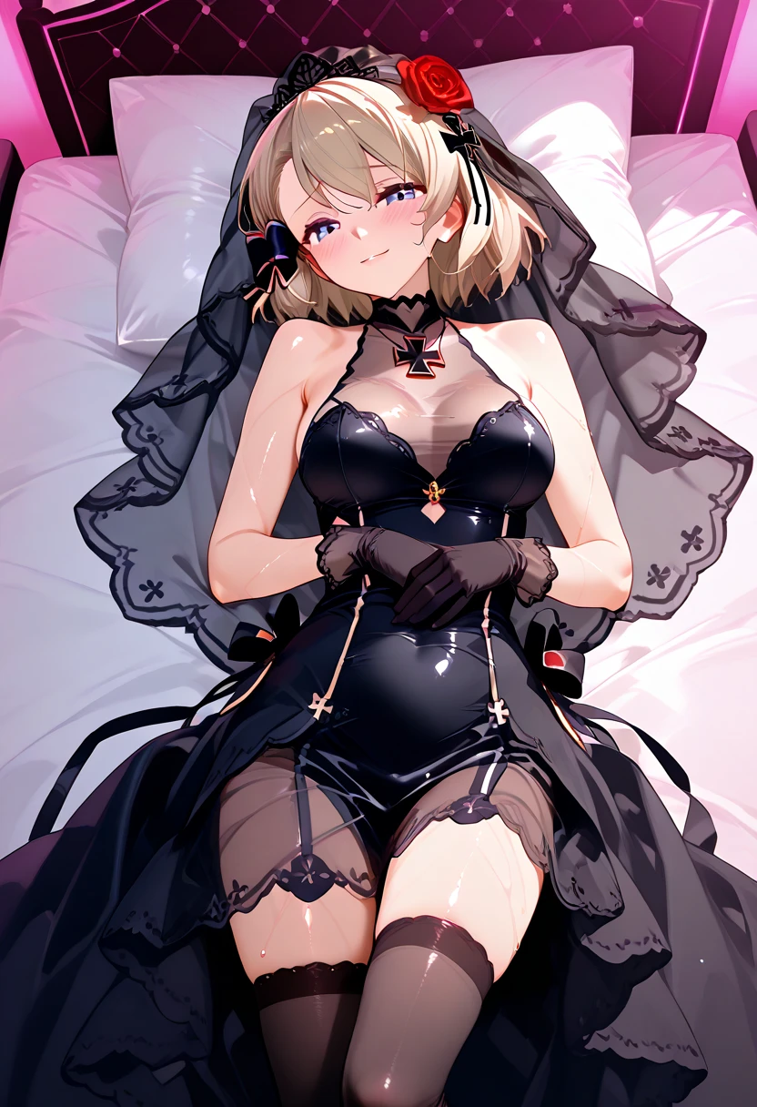 chibi, Beautiful girl , sexy busty, long blonde hair with bangs, full body portrait , NSFW , gothic makeup high resolution 12k , perfect detailed