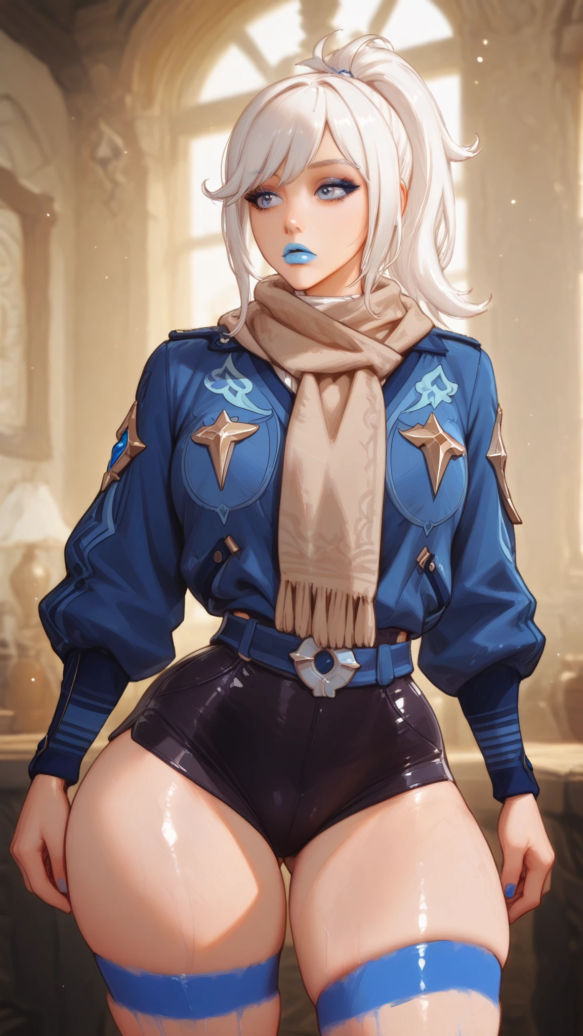 (natural colors, full color:1.6), (photography:1.2), (full body:1.2) portrait of slim petite gw3nd0l1n3, blonde hair, blue eyes, pale skin, (wearing blue jeans and a jacket:1.2), (ass directed to camera:1.3), at a palace garden,  <lyco:LoHA_gw3nd0l1n3_SD1.5_230830:1>