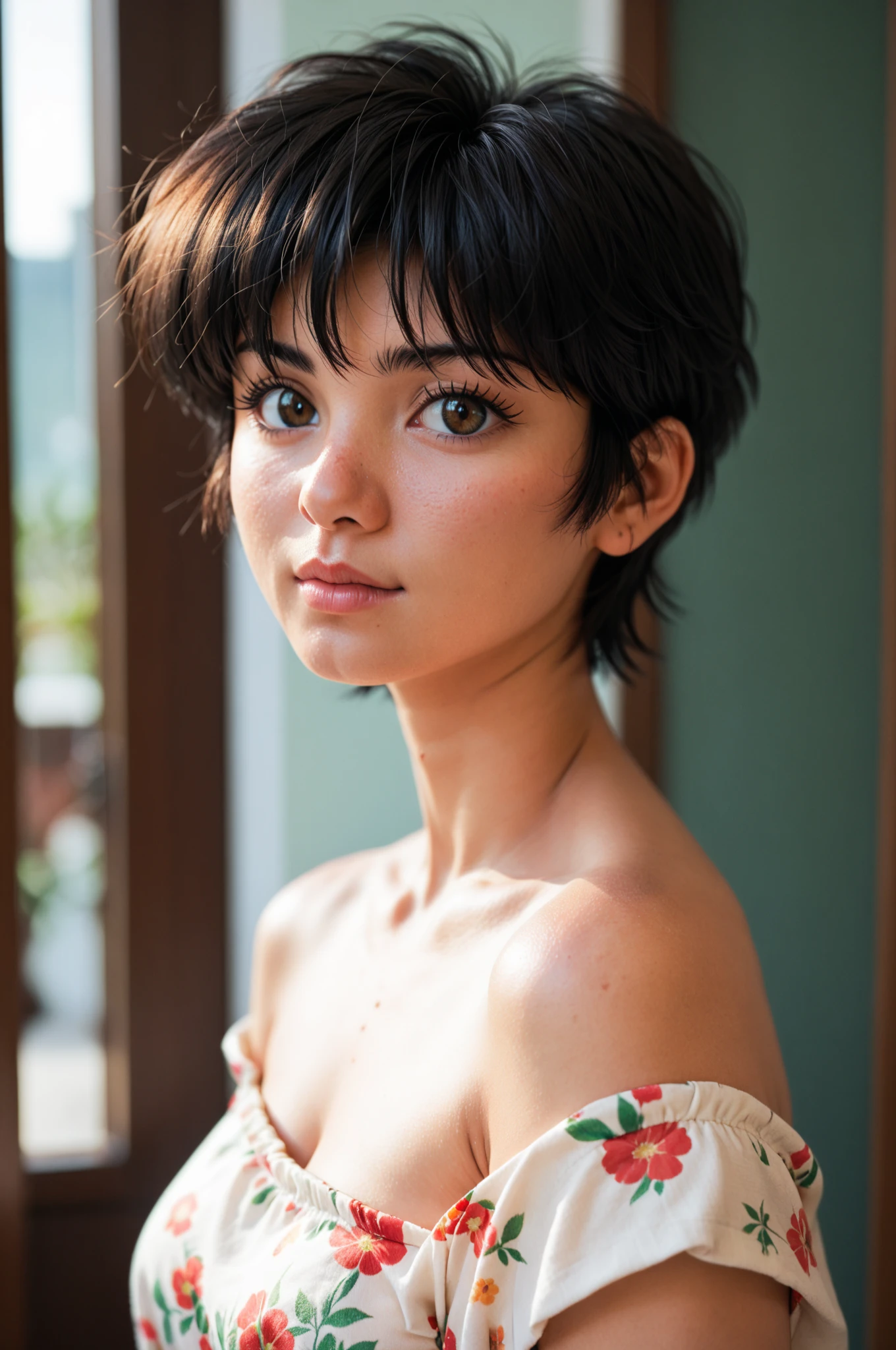 (Nasty girl, in the woods, naked, short cut hair) Create a high quality image, extreme detail, intricate detail, depth of field, ultra definition, extreme realism, real life, realistic image, high quality lighting, 16k