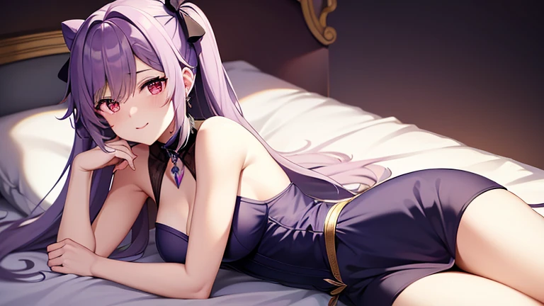 score_9, score_8_up, score_7_up, score_6_up, score_5_up, score_4_up, source_anime, BREAK a cool woman,keqing from \(genshin impact\),(lying on a bed,open her legs,White panties,look at you,(perfect face:2),small breasts),cool color,masterpiece,high detail,attractive body,good pose,solo,(perfect face),(cool pose:2),(vivid_expression:2),lively,(artistic),source_anime