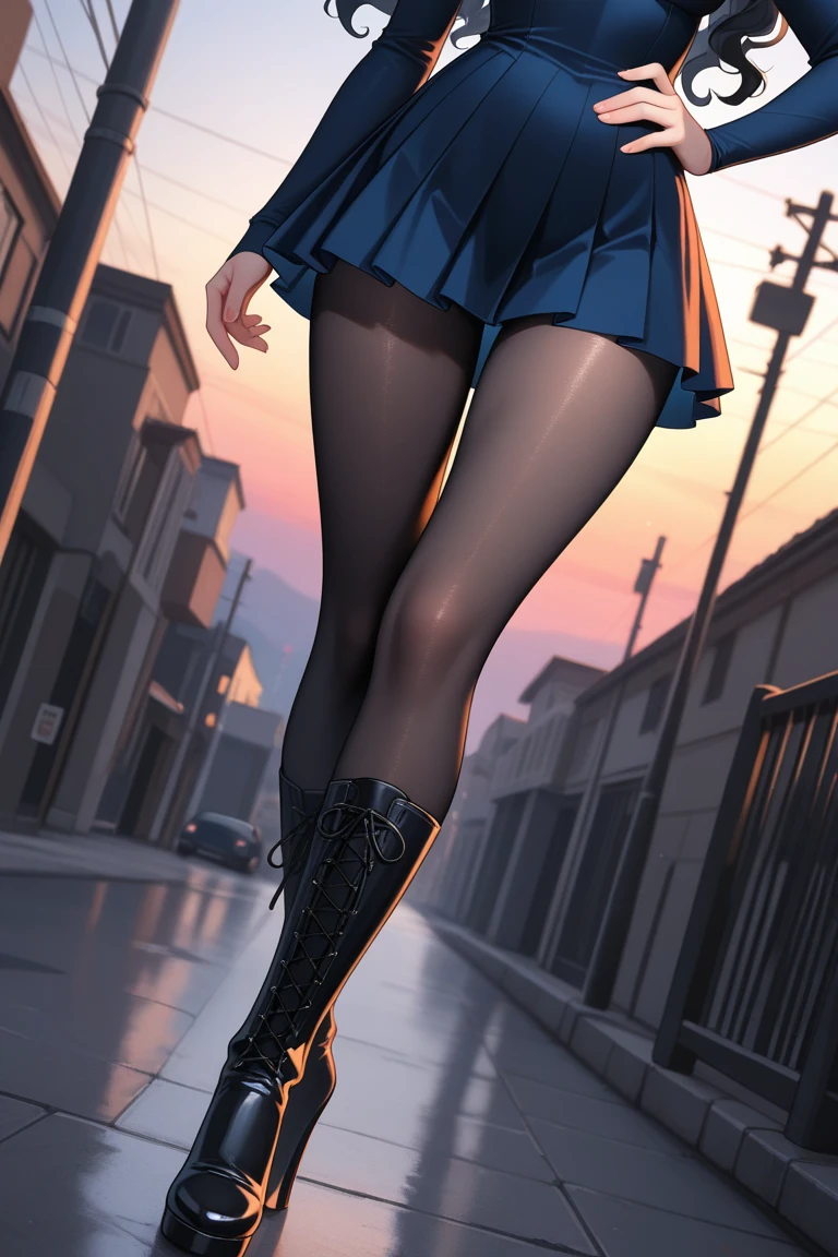 (((masterpiece, Highest quality, High resolution, 超High resolution, Perfect Pixel, Depth of written boundary, 4K, RTTX 10.0))), Beautiful Anime Woman, Beautiful art style, Anime characters, ((Smooth texture, Realistic texture, Anime CG Style)), Exact finger count、Exact number of legs、(Exact number of arms:1.0, Exact number of hands:1.0), (Perfect hands, Perfect ???????), Cinematic, Realistic, Extremely detailed CG, Daytime lighting, Perfect lighting, Best Shadow, The best natural light, whole body, Perfectly balanced style, A perfectly balanced body, (Slender body:1.2), whole body, ((bangs, Dark brown hair, Stylish and cute bob cut)), ((A cute woman is standing with her skirt lifted to show her panties:1.3)), ((Female police officer, uniform, limited cap, uniformのボタン, tie, uniformのジャケット), Leather shoes, Name tag, uniformのパッチ, Police Badge, boots, Epaulettes, uniformのスカート:1.3), ((Sexy and cute panties, (Stylish shiny white satin panties:1.2), Side-tie panties, Small lace panties:1):1.3), (beautiful and very large breasts:1.1), Feeling embarrassed, (blush:1.2), (Embarrassed expression:1.4), (In town, Cityscape:1.5), Angle from the front, chizuru