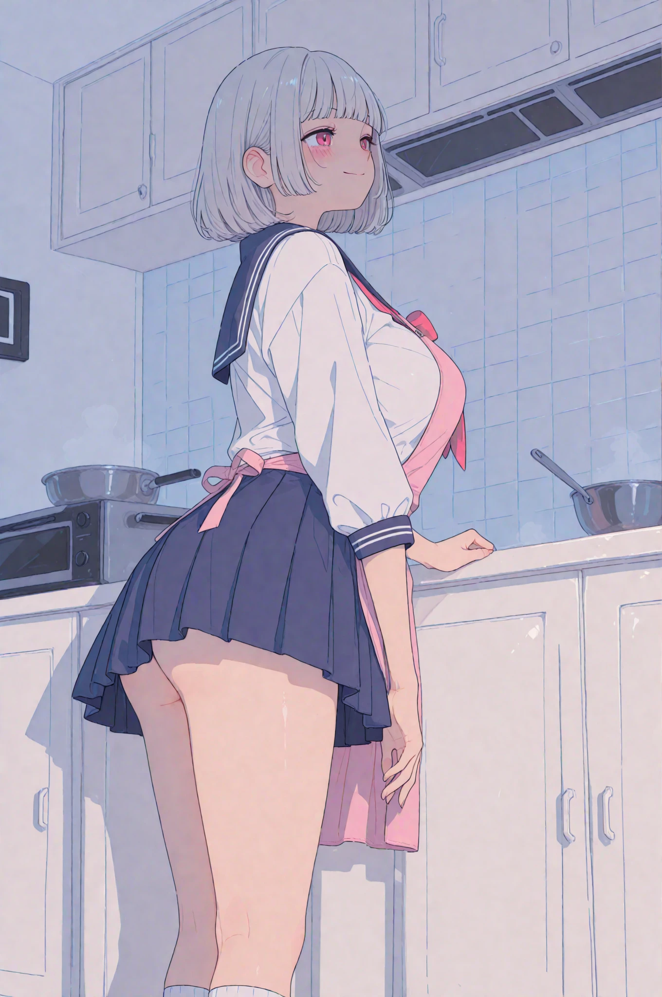 (masutepiece), Mature Schoolgirl, , posterior, Floral lace , Natural light, Photorealistic, , diffuse glow, depth of fields, White skirt, steam, (Lift skirt), (Urination), Lifelike，animesque、poneyTail，azur lane，Plymouth