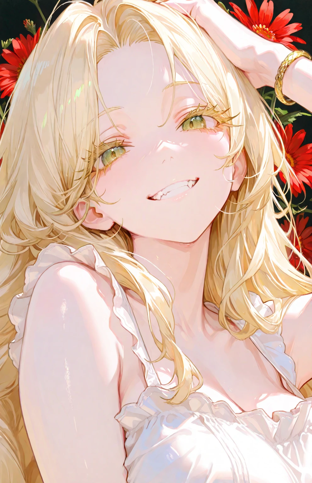 NSFW　flower　monster　woman　Blonde　Alraune　腰から下が大きなflower　Carnivorous plants