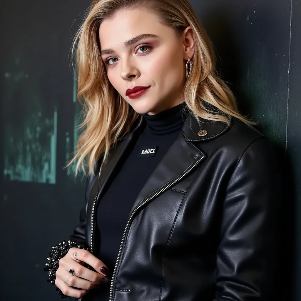 <lora:rachelmcadams:1> r4ch3l, black shirt,