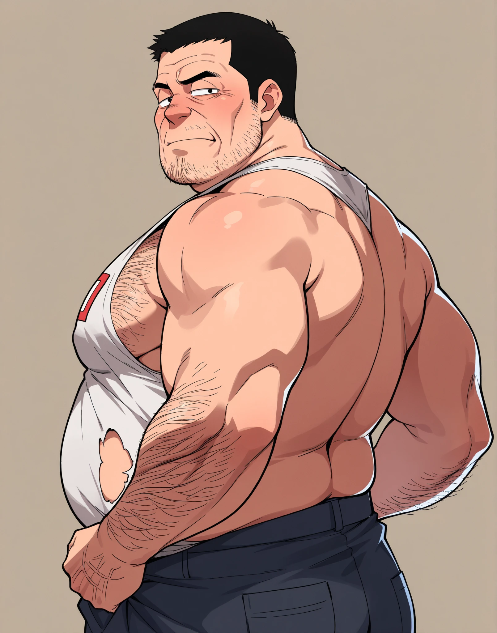 the only person，male people，Muscle wrestler，musculous，Stout wrestler，Asian people，jpn，Uncles，60-year-old middle-aged man，Short hair details，Short hair details，Wrestling boots，Full body like，Panorama characters，WWE ring，WWE American professional wrestling，spotlight lights，cellshading，visions，pantiess，fatness，age 55，,Middle age，tattoo is，Fingerless gloves，Wheat-colored skin，oilly skin，Dark skin，Show off your  muscles，Sumo wrestler，body builder，Wide sideburns，Pronounced abs，ssmile，beard is gray，White hair，（Full body like：3），Hands are very thin，bright outside，outdoor background