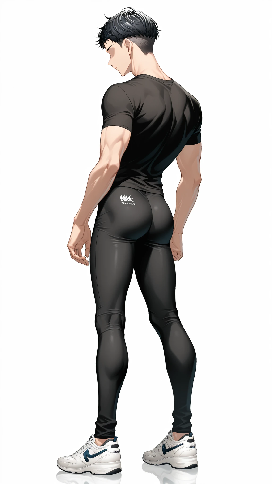 ((Best Quality, 8K, ultra-detailed, Masterpiece: 1.3)), 1boy, shiny skin, sharp, Perfect Body Beauty, realistic shaded perfect body, (cute baby face:1.1),("bike shots,big bulge ":1.2), (bulge focus:1.2) ,squatting