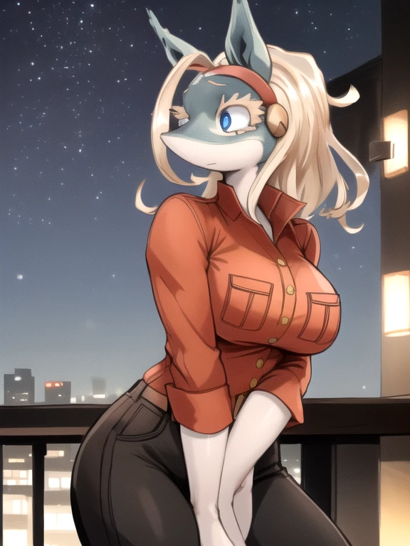 uploaded on e621, nsfw, raw photo, anthro, detailed face, detailed fur, snout, judy hopps, (black ((halfway zipped)) jumpsuit), holster, belt, night rooftop background, shadows, dark, tight bodysuit, tatical gear, looking at viewer, (serious face), big breasts, black gloves, knee high boots, thick, hide hips, thick thighs, (cleavage), nipple outline, crouching, seduced, low angle, bust view, (((cleavage overflow))), cannot contain breast, thick, ((nipple slip))