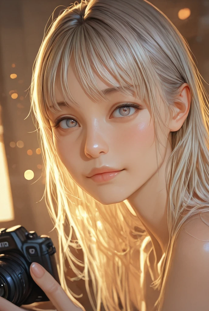 (dynamic lighting), (realism), (UHD), (32k), (Mastepiece), (highres, high resolution), (Advanced facial details:1), (natural skin:1.3), (DSLR), (soft lighting), (high quality), (finely detailed face), (top quality), (Best Quality), (platinum blond hair:1.5), (photorealistic:1.4) , (hyperrealistic:1.4), (smoother sunset lighting:1.05), (Centered), (increase Fujicolor quality:0.9), ((gigantic round bursting breasts:1.1)), (((alena aenami))), aggression, flirting with the camera, natural skin texture, (((close up portrait:1.4))), studio lighting, detailed skin, ultra realistic, bokeh, sharp feature, high details, photography, dark studio, rim light, Nikon D850, 50mm, f/1.4.