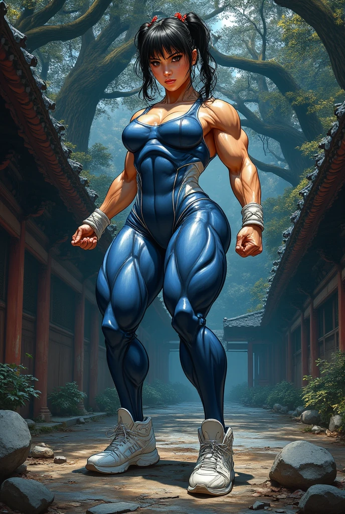 super strong intimidating, big muscled, hairy michiru kagemori, body skin, at your doorstep