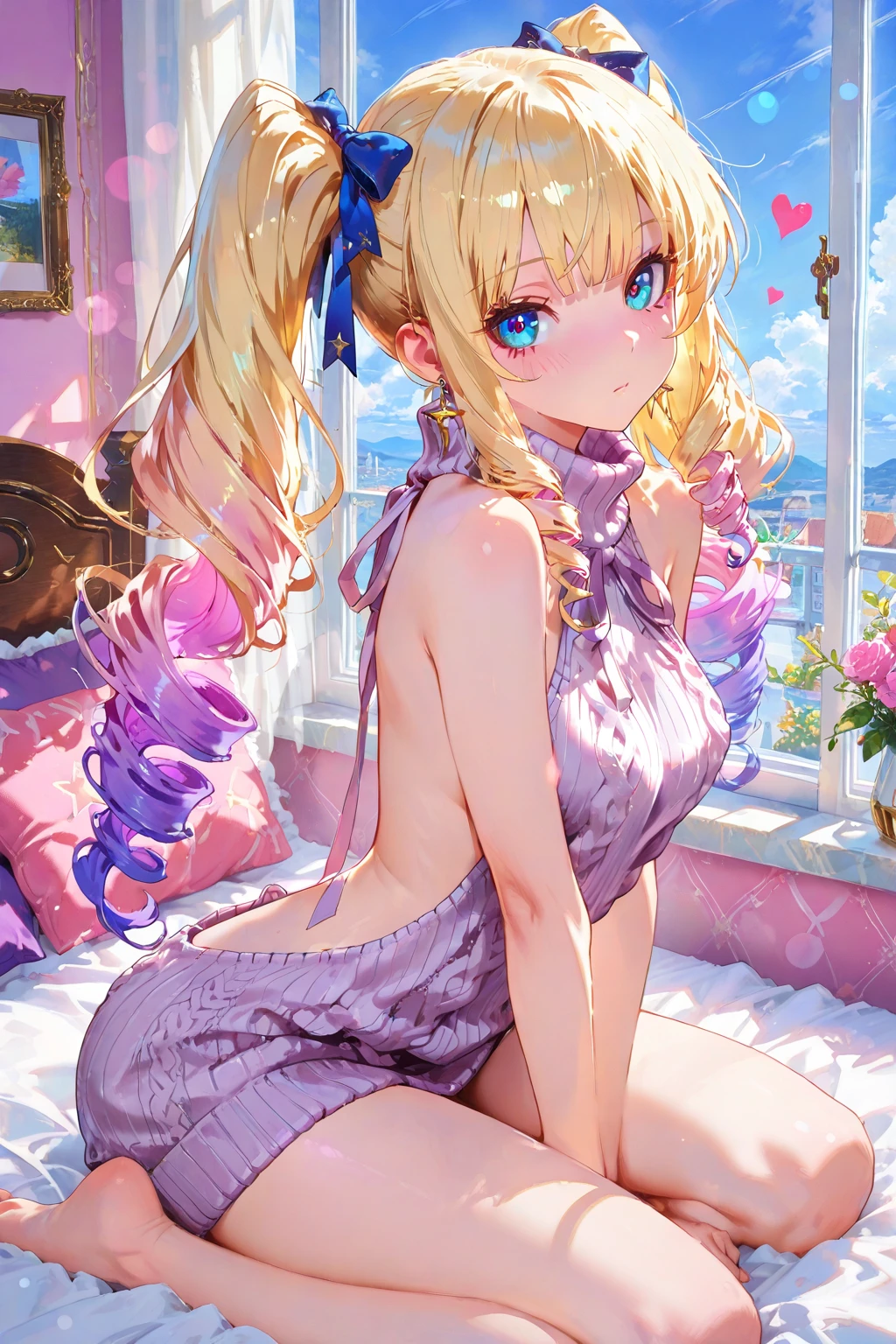 (masterpiece), best quality, expressive eyes, perfect face, Sexy female, (((bimbo))), blonde hair, green eyes, huge fake breasts, huge butt, full body, (1girl), (pink dress), gold bracelets, pink choker, gold hoop earrings, white belt with gold buckle, pink high heels, (pink bedroom background), plump lips, pink lipstick, spoiled, smartphone, makeup, spoiled rotten, pink thong, sex toy