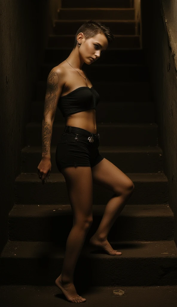 GINGER GIRL, GREEK, 26 YEARS OLD, FULL BODY, PUNK ROCK STYLE, REALISTIC HUMAN SKIN AND SHAPE