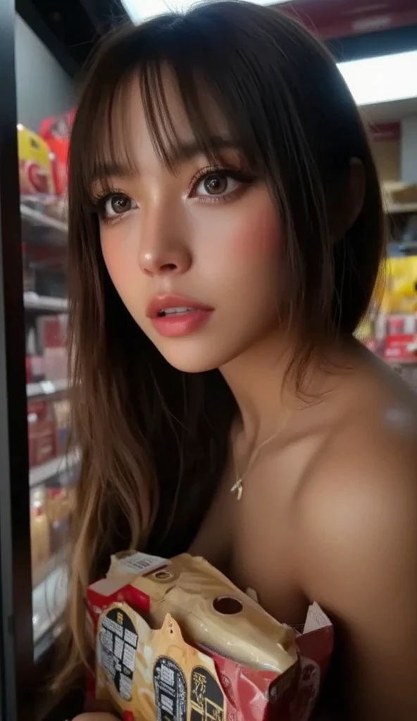 8K, RAW Photos, Fujifilm, ((Highest quality)),((masterpiece)),(detailed),((in the Bakery)),((one girl)),長い髪と白いトップを持つアラフェアジア人woman, (no panties),美しい韓国人woman, 美しい若い韓国人woman, Young and adorable Korean face, ゴージャスな若い韓国人woman, Korean Girls, Girl cute beautiful face, 韓国のwomanアイドルの肖像, Young and pretty Asian face, Cute natural anime face,Asian pretty face,((glistening eyes)),((glistening eyes )),((large eyes)), pretty eyes)),((nipple)),(detailed),Perfect Face,((One girl)), ((clear eyes)),(scrawny：weight1.0〜2.0)iris, Elevation, space, (Natural Light), Dramatic lighting, Chiaroscuro, Emotional depth,woman,((nude)),((show off nipple)), ((flat chest:1.4)),naked,slender, (a short bob),(well-groomed hair),delicate,Small breasts,((Small breasts)),the body is slender,Beauty,Beauty,4K quality,Young face,Big eyes,Brown eyes,Perfect Face, 17years old,breasts are very small,Model Body Type,Cute Face,Pink nipples,Symmetrical eyes,Glowing eyes,Natural smile,((Always show your boobs)),((Gaunt)),beautiful,((a short bob)), ((half body)),( topless models hoot style),((intricate choker necklace)), (embarrassed blush:1.3),,(steam:0.8),(wet:0.8),(sweat:0.8),(trembling:1.3),(parted lips:1.4),(harf open eyes:1.6),(feeling weak:1.5), (lips),(intricate earrings),((nipple)),((woman posing for a photo)),Photo from the waist up, Fine-boned face