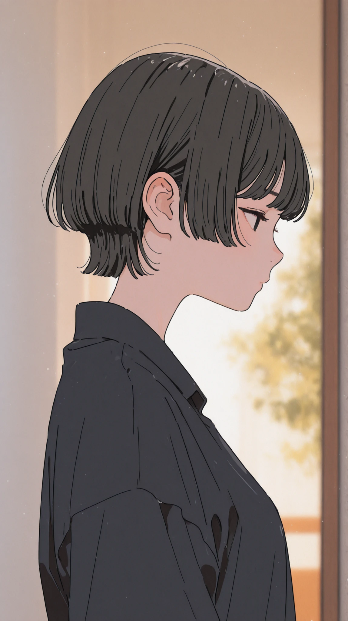 (masterpiece, top quality, great quality, detailed background, very aesthetic,blurry background),beautiful woman,8K high res wallpaper,incredibly detailed, very aesthetic,ultra high resolution,Alone,focus alone,
BREAK 1 WOMAN, perfect style for an 18 year old high school girl, nice, black hair, short hair, Pixie Cut, two block hair, no makeup, Real Face, No expression