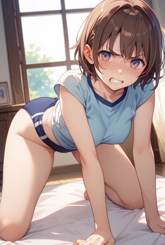 In the car,Lying on your back,,1 Girl, Red eyes, Twin tails, brown hair,((顔 focus)),upper body,Navy blue school swimsuit, undressing,pussy,bangs, eyebrows visible through hair, Small breasts,1boy,penis in vagina,ass pov,vaginale,Sex,cum in pussy,Woman on top,Men are down