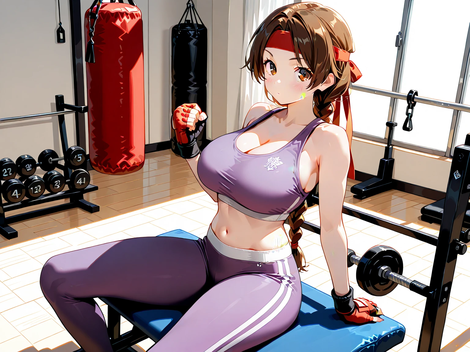 Building lobby，Ultimate luxury，detailed detail，one-girl，track suit，(Squat on the floor)，Squat on the floor，Brown hair, Hair Bow, aqua eyes, Earrings, anime big breast, Cinematic lighting,  8k, Best quality, A high resolution，full bodyesbian，with bottle of alcahol