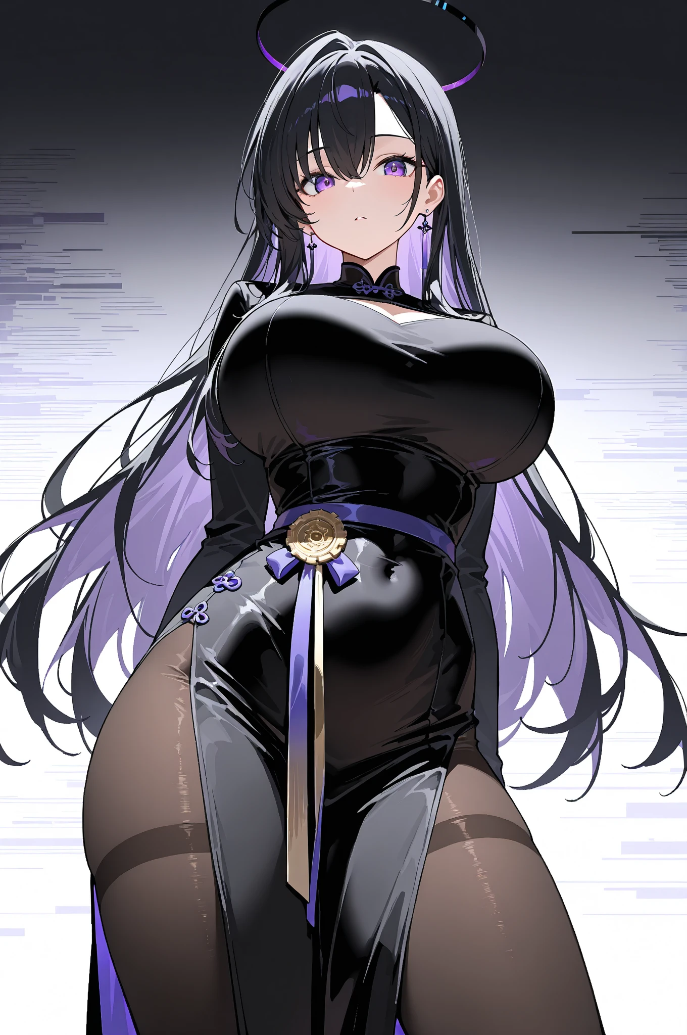 a beautiful woman with sleek dark purple long hair, a delicate and enchanting face, her eyes are sharp and piercing, a cunning smile, she has a slender figure, a fantasy-style form-fitting ninja outfit, the character design reflects a fantasy-style ninja by Japanese anime design, the artwork features finely detailed character design, showcasing a mature Japanese manga artistic style, ((character concept art)), full body character drawing, high definition, best quality, ultra-detailed, extremely delicate, anatomically correct, symmetrical face, extremely detailed eyes and face, high quality eyes, creativity, RAW photo, UHD, 8k, (Natural light, professional lighting:1.2, cinematic lighting:1.5, best shadow), (masterpiece:1.5)