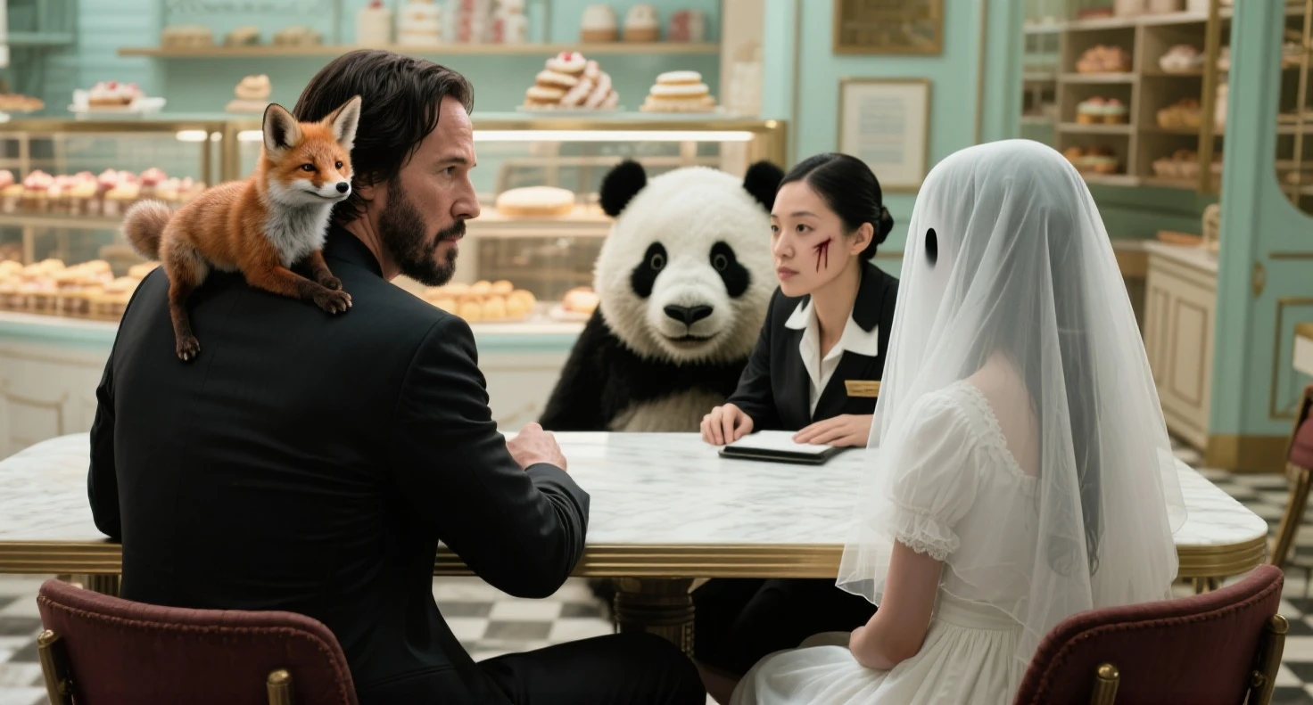 ((Cute cat, dog, monkey, pheasant, raccoon, panda, parakeet, and rabbit holding up a sign that says Mysterious Fog:1.3)), 18-year-old. long, straight black hair, Slim face, Very thin and pale skin. She is wearing a beautiful Dior-style white light tweed dress with gold accents. On Stage "Rocket Launcher", She is wearing a gorgeous dress with a blue strap around her neck、 ((Giant Rocket Launcher:1.3)). She smiles as she speaks to the audience. Behind her、There is a white wall with a yellow Sea Art logo。. She has a good style. There seems to be an interesting and intelligent thought in her eyes. Her knowledge of AI technology to people from all walks of life々And her overall aura suggests that、Confidence and determination ooze from her。. That's how Sea Art speaks. She points ((Rocket Launcher:1.3))、 Cute cat, dog, monkey, pheasant, raccoon, panda, parakeet, and in front of the rabbit audience.The audience are all Cute cat, dog, monkey, pheasant, raccoon, panda, parakeet, and rabbit animals.。