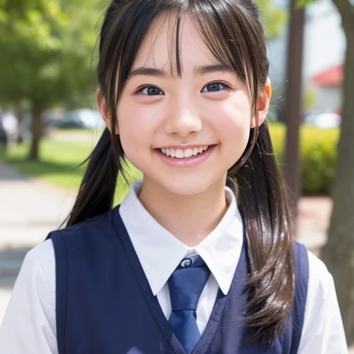 (highest quality、masterpiece:1.2)、highest quality、realistic、photograph、High resolution、1080p、8K、The face is especially pale., physical rendering、((Height: 155cm)), one Japanese girl、((Siren in the form of a 15-year-old Japanese junior high school student)), ((((Siren in the form of a beautiful girl fashion model from a Japanese magazine)))), , (((big very detailed beautiful dark brown eyes))), ((blue girly large wine-red glossy polyester Japanese school ribbon bow tie)), (((black beautiful long twin braids hair))), ((((deep blue colored tartan checkered formal long pleated pleated skirt)))), ((A unpatterned formal dark blue blazer in solid that is slightly oversized and has an emblem on the left chest.)), ((((((laughing at me!)))))), mouth is open, The large blazer and skirt are very cute., detailed fingers, Slender body, ((curled bangs)), so beautiful, long eyelashes, ((Very big and very very very cute eyes of a Japanese girl)), ((large pupils)), double eyelids, The entire skirt is photographed, thin eyebrows, ((drooping eyes)), ((long eyelashes)), ((cute lovely lovely laughing laughing cheeks)), ((Pure white light hits her face from above and in the front, making her skin and eyes shine beautifully.)), ((Strong light hits the nose and cheeks、It brings out the richness of the expression.)), (((((Her face is expressive, pure and very intelligent.))))), (((((going down stairs bringing me to the deep depth of dark chapel!!)))))