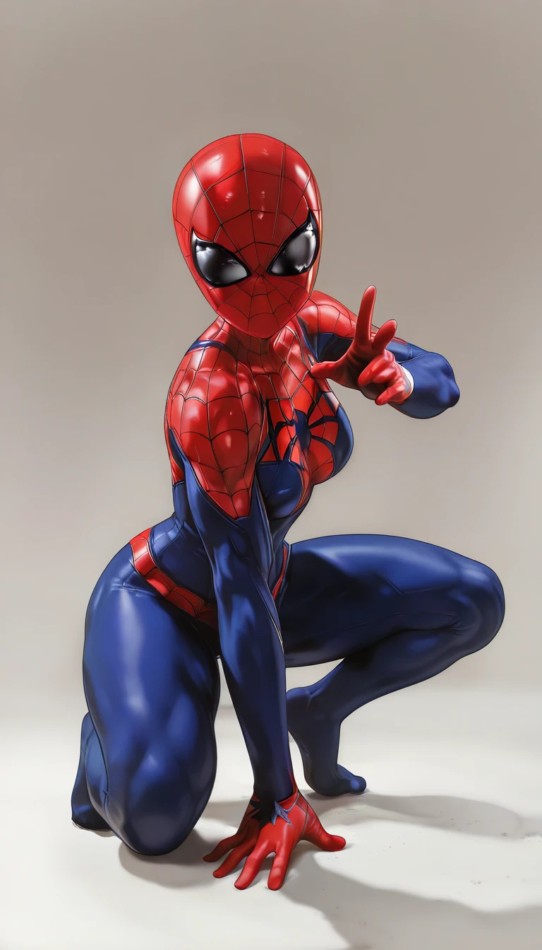 a melk0r woman wearing ((spider-man cosplay, spider-man logo)), covered face, mask, superhero, closeup, selfie, upperbody, touching face, (brick wall background)