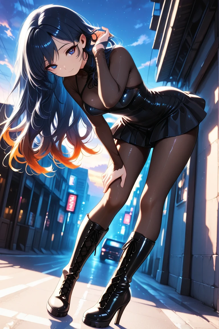 1girl, black hair, long hair, blunt bangs, studded choker, heavily tattooed, leather jacket, torn clothes, medium breasts, embarrassed, spiked bracelet, chain necklace, black crop top, dark skin, mature female, subway train, crowd, ((NSFW)), bent over, ass focus, wet pussy, masturbating,