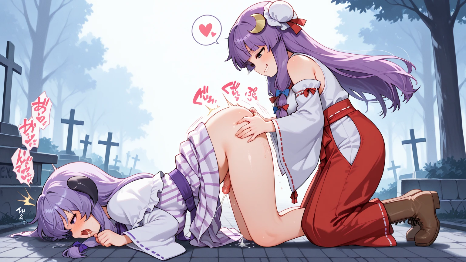 (NSFW, lewd:1.4), (masterpiece:1.4), (best quality:1.4), (ultra-detailed:1.2), (an extremely delicate and beautiful:1.2), (perfect eyes:1.4), (perfect face:1.4), curvy, (ass focus, looking back:1.4), (full body , toe, standing with spread legs wide:1.8), (cum on back:1.6), (cum on body:1.6), (projectile cum:1.2), (excessive cum:1.5), (pussy cum:1.2), (cum in anus:1.4), (facial:1.6), (ecstasy:1.6), (slut:1.4), (vulgarity:1.4), (fucked silly:1.5), (trembling:1.4), wince, (public indecency:1.4), (screaming:1.4),(Patchouli toho character:1.2),