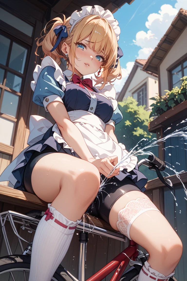 NSFW, BREAK (((Peeing:1.5、Pee:1.5))), BREAK(((Shooting from below)))、The whole body is visible、 Girl's Bedroom,(((Urinating、holding a urinal))), BREAK (((Test:1.5))),(official art、highest quality、Unity 8k wallpaper、32k:1.3、masterpiece、super detailed、超high resolution、realistic、Photoreal:1.2)、(cinematic lighting:1.2)、fire glow effect、film grain、best shadows、rim lighting、side light、(Super detailed and complex 3D rendering)、beautiful background、detailed beautiful face and eyes、(Beautiful and sharp pupilasterpiece, high resolution、highest quality, Ultra - High resolution, maximum resolution, very detailed, professional lighting, beautiful skin,BREAK, (Perfect hands, Perfect Anatomy,Detailed Eyes:1.5,Fine eyes:1.5),(((hyoudou michiru, 独奏, black thighhighs, black skirt, , frilled skirt, detached sleeves, sleeveless shirt, white shirt, red ribbon ,maid headdress))), (((Focus on the chest、Pay attention to the panties))),BREAK, (((Surprisingly huge amounts of semen on head, chest and thighs))),Thick outline:1.3、Fine contours,BREAK (((非常にFine eyes、Eyes that reflect the light and shine beautifully:1.3、Highly detailed face、Clear Eyes)))、Beautiful Skin、Fair skin、bright、(((Beautiful silver hair:1.3))),BREAK (((6 years old:1.3))),Detailed face, Detailed skin, Detailed clothing, Detailed fingers, Toned Legs,Small waist、Attractive thighs、Amazingly thin legs、Incredibly slim thighs、smooth and beautiful thighs、 Beautiful legs with less unevenness、Her thighs are wet with an amazing amount of semen, BREAK 非常に大量の汗をかく,(((Amazingly large breasts:1.3、Amazingly plump and big breasts:1.5,Big Tits:1.5,Beautiful breasts、Beautiful breastsの形、Pointed Chest、The tip of the chest is sharp、Amazingly huge amount of cum and very wet all over the boobs:1.3))),BREAK (((spread your legs to the sides,:1.3,Spread your legs out to the side at 90 to 120 degrees:1.5)))、BREAK (((Massage the breasts、Masturbation、toilet)))、red dress, maid headdress,I-type Valley,