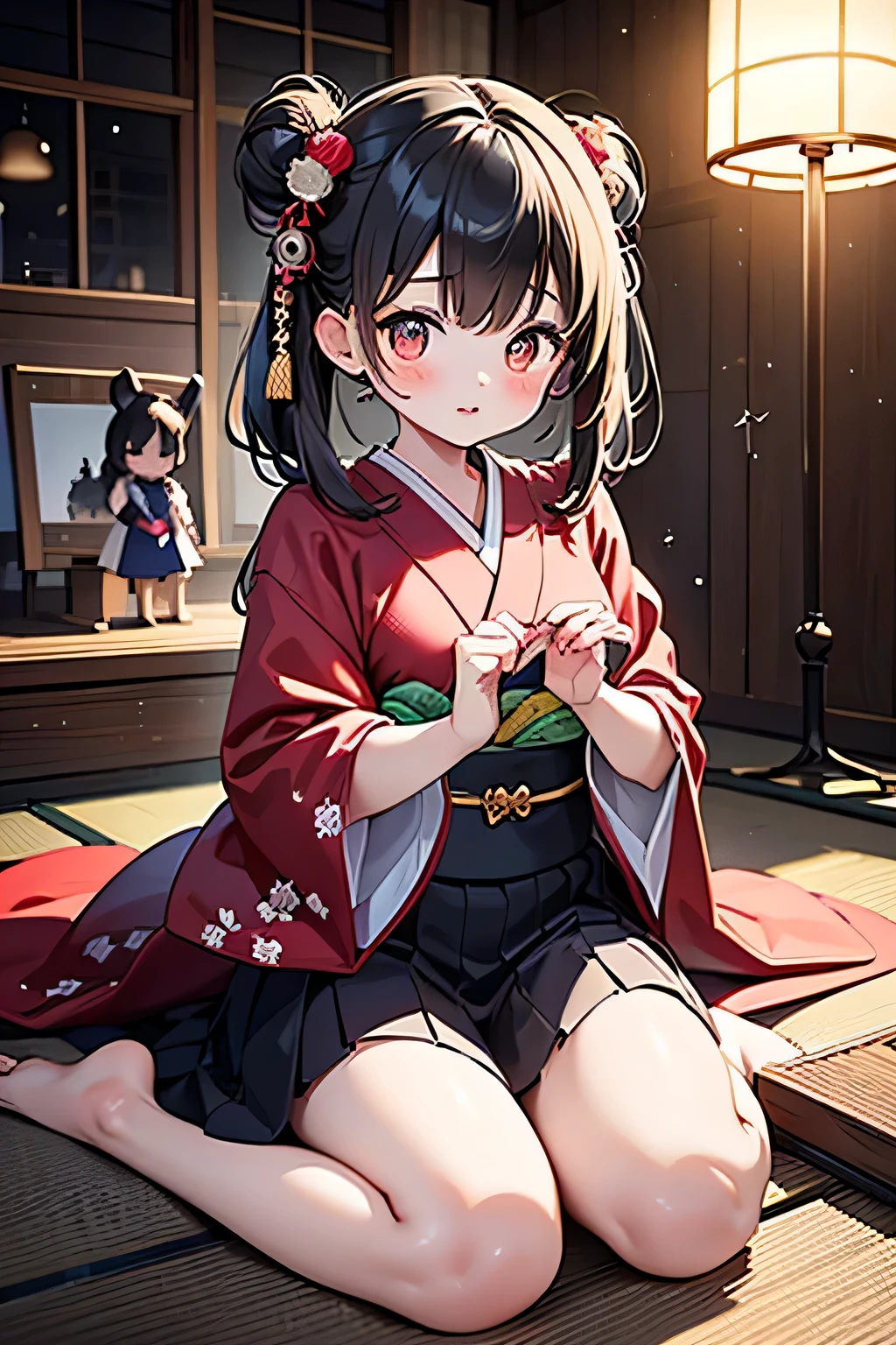 top-quality、extremely delicate and beautiful、Soio、8-year-old little girl、japanes、elementary student、A dark-haired、(pink leotard)、dress room、Tiara on the head、A smile
