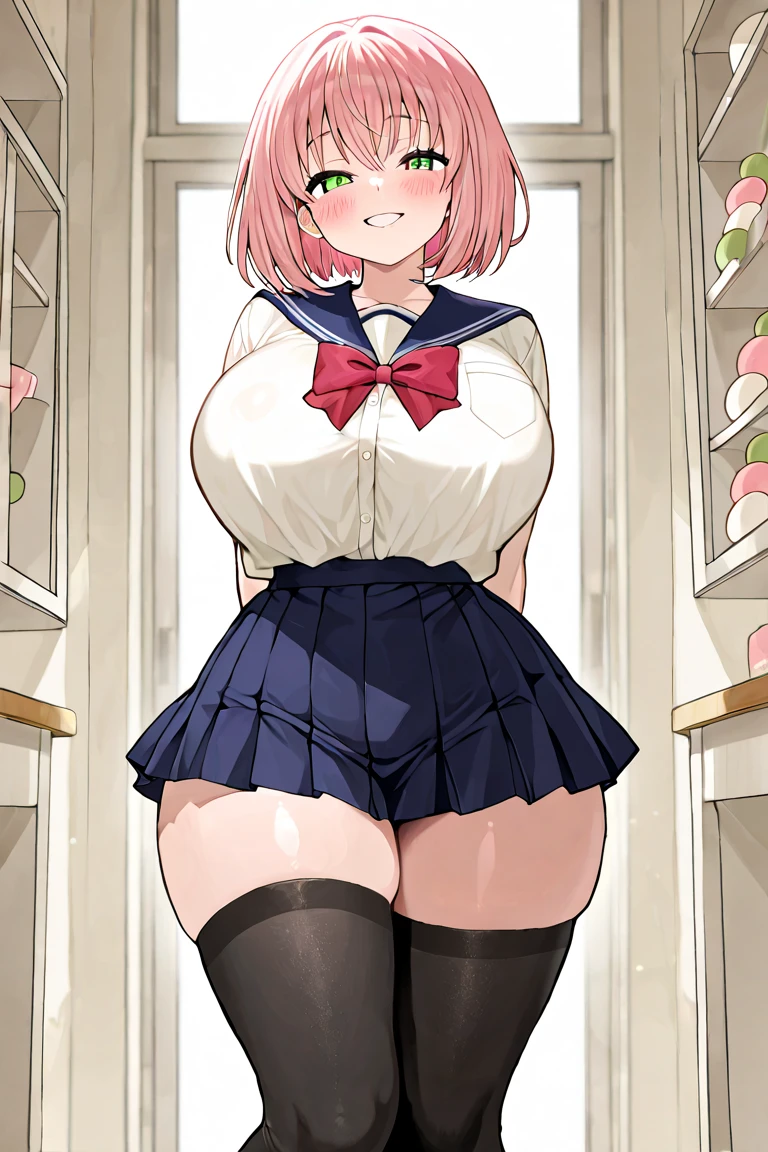 (Best quality, 8K, Masterpiece:1.3, 1 girl, Beautiful girl), Cute, Dynamism, Detailed face, Detailed skin, Detailed eyes, Detailed lips, Detailed fingers, Detailed mouth, Photorealistic, Raw photo, Natural lighting, dynamic pose, perfect anatomy, toned legs, round eyes, double eyelid, tareme, moist lips, wet clothes, spreading legs, sweaty, (peeing herself, peeing), drooling, half closed eyes, ((A bunch of men are grabbing her breasts, multiple hand)), men are grabbing her thighs, man is touching her crotch, crowds, excited men, gangbang, pov, school uniforms, buttoned white shirt, pleated skirt, (ahegao:1.5), camel toe, steam:1.5, ecstatic face, sticking tongue out, pink hair, skirt lift, in the classroom, short hair, cum in vaginas, arms up, thighhighs, lace panties