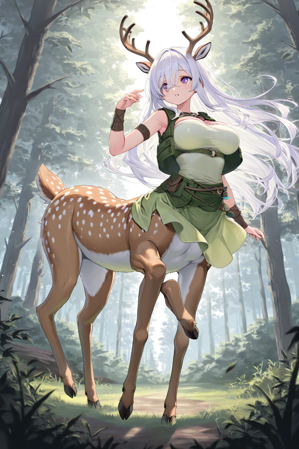 (masterpiece, centaur, centaur girl, taur, abdomen:1.4, sitting, lying:1.4), epona_body, epona_tail, epona_head, epona_ears, epona_hairstyle, 1girl, solo, outdoors, <lora:eponav1:0.8>