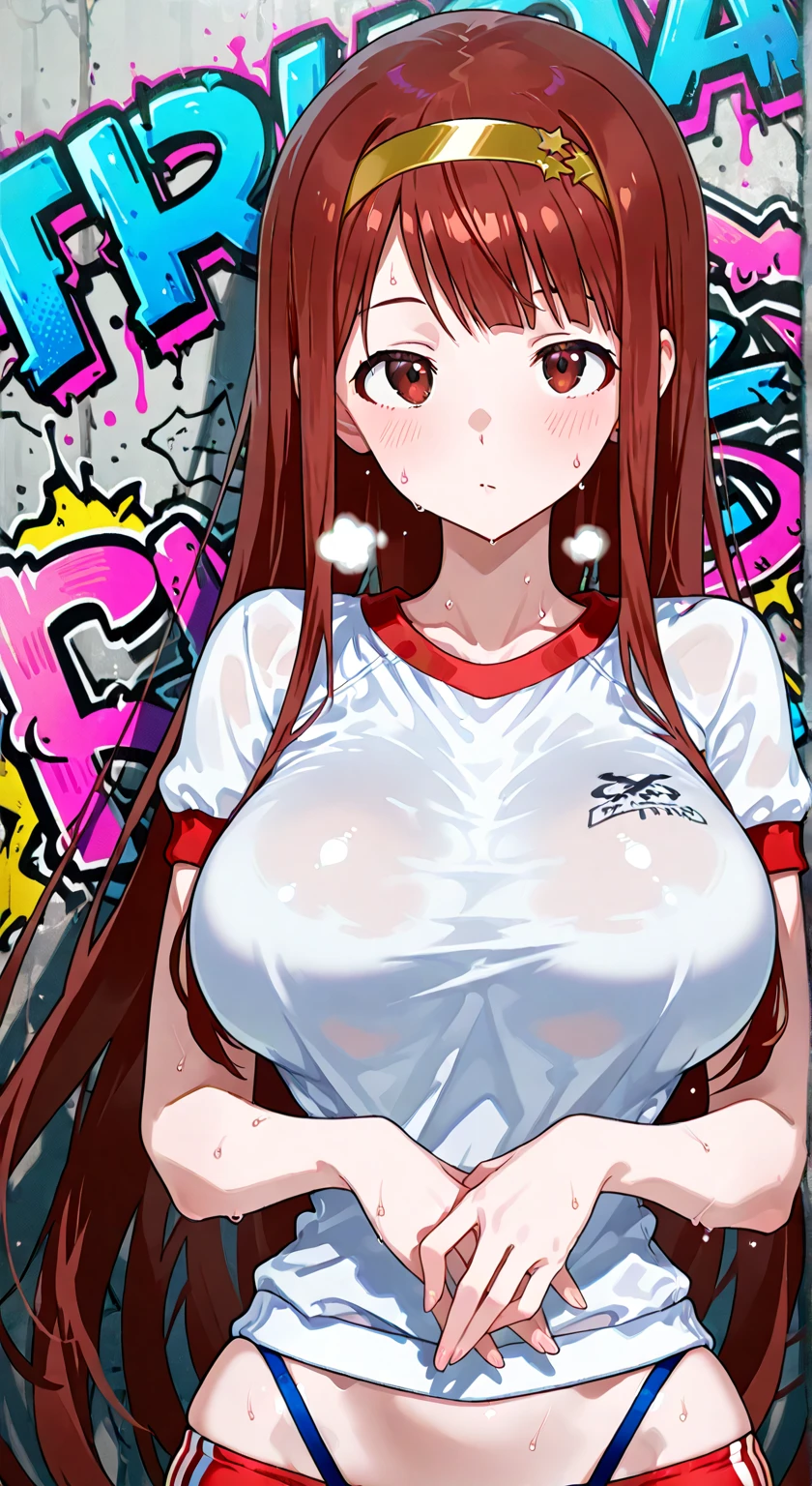 (8k, RAW photos, top quality, masterpiece: 1.2), (High Quality), ray tracing, HDR, (High Details), Cinnabus, Cinnabus Style, (big lips, luscious lips, beutiful lips, wide lips), stylized blush, masterpiece, best quality, high quality, highres, 4K, glossed lips, makeup, beautiful eyes, closed mouth, neutral expression, woman, detailed, cleavage, 1girl, solo, masterpiece, best quality, high quality, highres, 4K, HypnoLullabyGF, 1girl, hat, solo, brown hair, jacket, red headwear, pants, red shirt, black eyes, open mouth, black jacket, large breasts, very long hair, dull eyes, hypnosis, drooling, pendulum, coin, swinging pendulum,