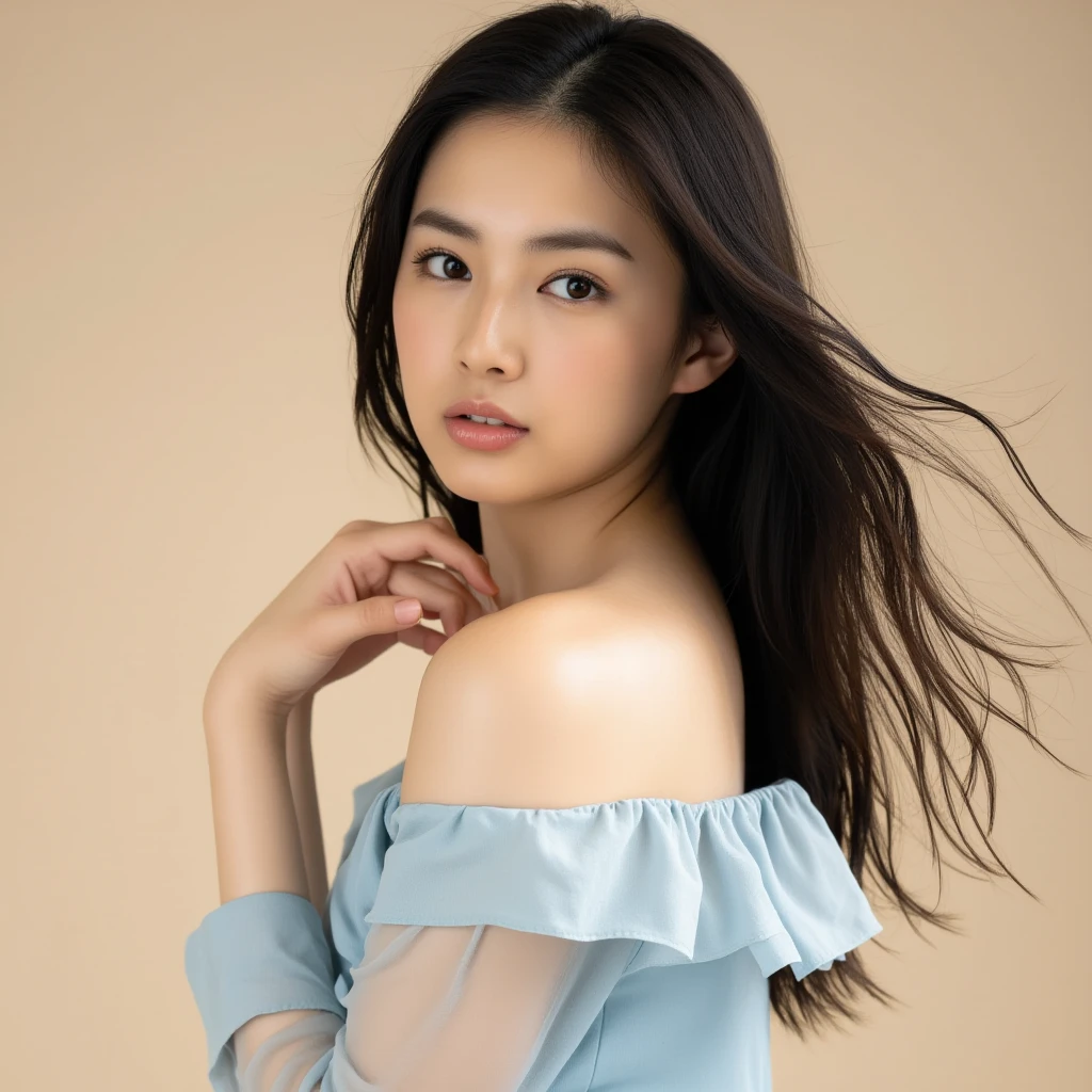  tops、、camisole、(背景にWhite wall、Some of her hair is sky blue:1.4)、White wall、In front of a white door、(窓のあるWhite wallの部屋)、((highest quality、8k、masterpiece:1.3))、Ultra-high resolution、(photoGenuineistic:1.4)、RAW Photos、Japanese,(detailed aspects)、Genuine、Photographed in natural light、Highly detailed face and skin texture、Highly detailed lips、The correct state of the human body、Medium Hair、Black Hair、Mr.々A pose、Natural color lip, (leaning forward), (hands knee)