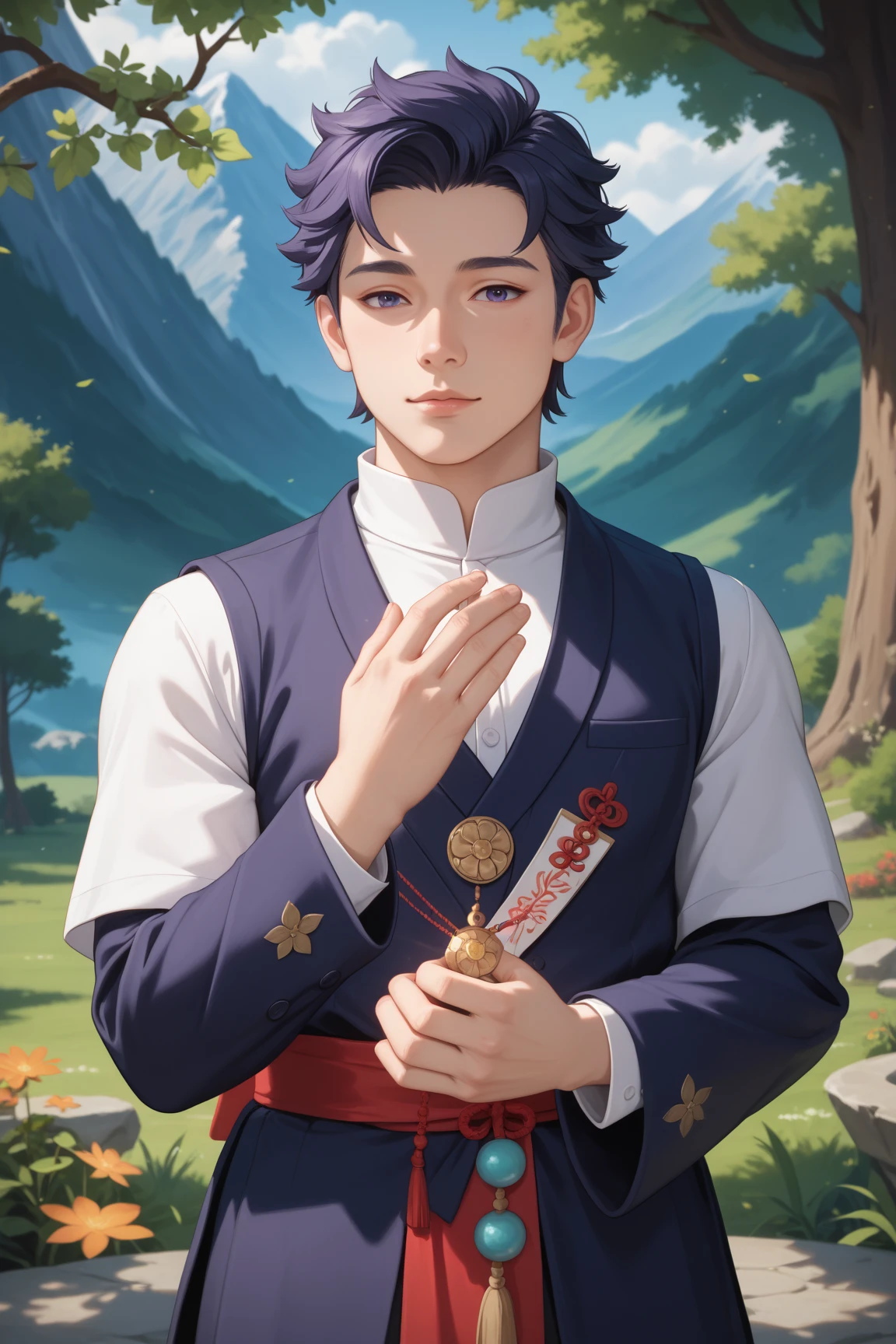 Shushin,The face is vicissitudes,Taoist costumes,Spells,Mountain Taoist,The dawn is coming,Reiki surrounds,well-built,4K Ultra HD,Authentic texture,professional art,delicate,lightand shade contrast,Harmonious tones,Silent Meditation,Natural light,Awakening of Potential