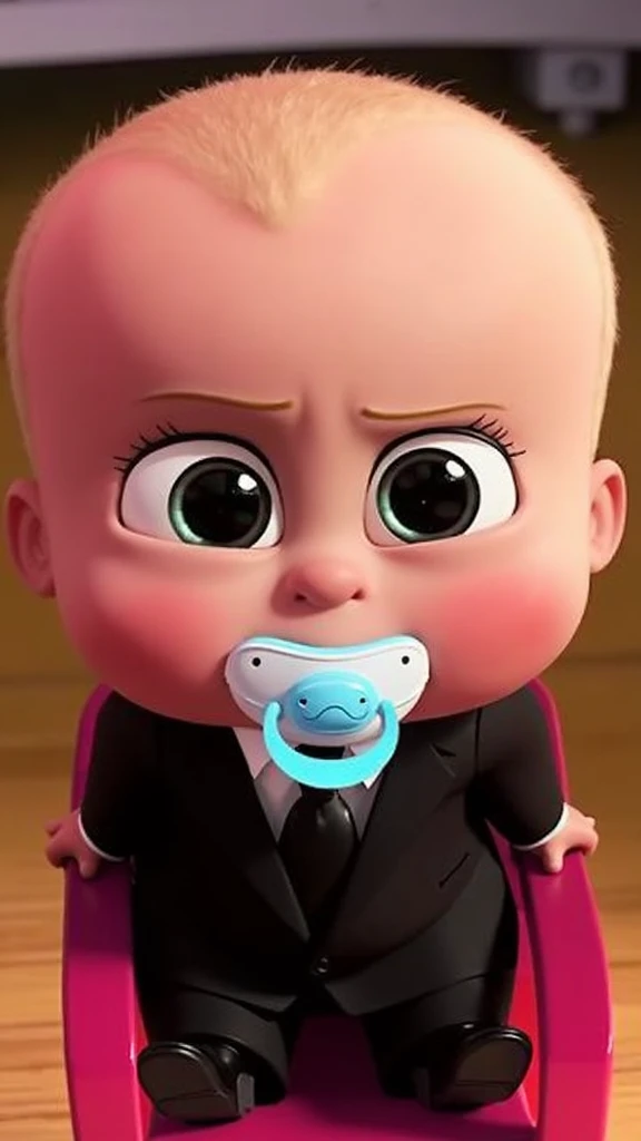 This kid is the boss,shows the boss's temperament and the 's cuteness