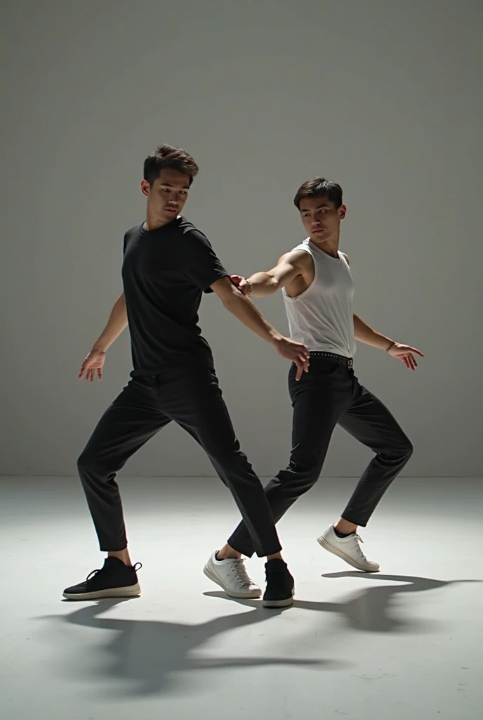 (masterpiece, dreamlike, hyperrealistic, 2boys, weak androgynous males, chess ballet, checkmate, white lost, black pawn takes white king, ballet tights, male crotch bulge, buttocks:1.35)