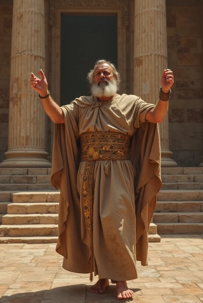 Imagine a scene in an ancient Greek agora, at dusk, where the golden sun casts long shadows on the white marble columns. In the center of the square, among philosophers and disciples, a man of imposing bearing – perhaps Socrates or Plato – is standing, with his hand raised while making a powerful argument. His countenance is austere, but serene, with eyes that shine with the fire of wisdom and the conviction of his words.
Behind him, the majestic columns and statues of Greek gods watch in silence, as if they recognized the importance of that moment. The gentle wind gently rustles the robes of those present, but everyone's attention is on the speaker, whose words seem to echo through the square, resonating with the strength of truth and the power of knowledge.
The expression on your face, marked by time and experience, reflects a deep wisdom, while his firm and decisive gestures inspire motivation in those around him. The setting conveys a sense of reverence, as if everyone there knew they were in the presence of an extraordinary mind, capable of changing the course of history with your ideas.
The strength of the moment lies in the balance between the serenity of the wise man and the vibrant energy of his teachings., symbolizing the relentless pursuit of knowledge and the motivation to transform thought into action.