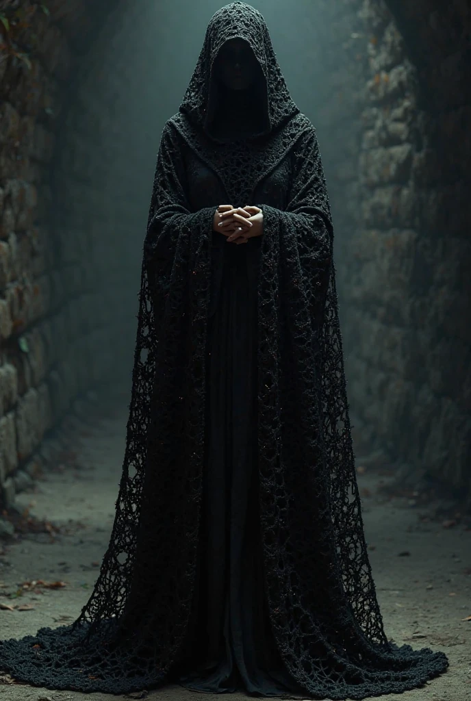 Yarn Robe Crocheted black yarn robe - SeaArt AI
