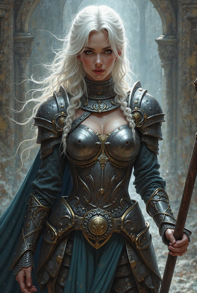 a white-haired woman in armor holding a sword, detailed fantasy art, hyperdetailed fantasy character, highly detailed fantasy art, elegant cinematic fantasy art, epic fantasy art style, epic and exquisite character art, epic fantasy art style hd, detailed fantasy digital art, Fantasy with 4K detail, digital fantasy art ), amazing fantasy art, stunning character art