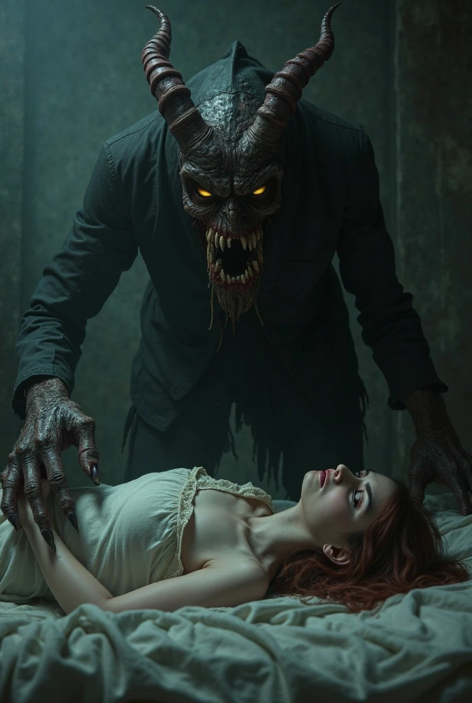 score_9, score_8_up, score_7_up, score_6_up, score_5_up, score_4_up, realistic style, photorealism, ((demon)), scary creature, rotten skin, pale skin, fangs, looking at the viewer, scary look, gloomy atmosphere, cemetery, dark lighting, volumetric lighting, (night ), tag1, tag2