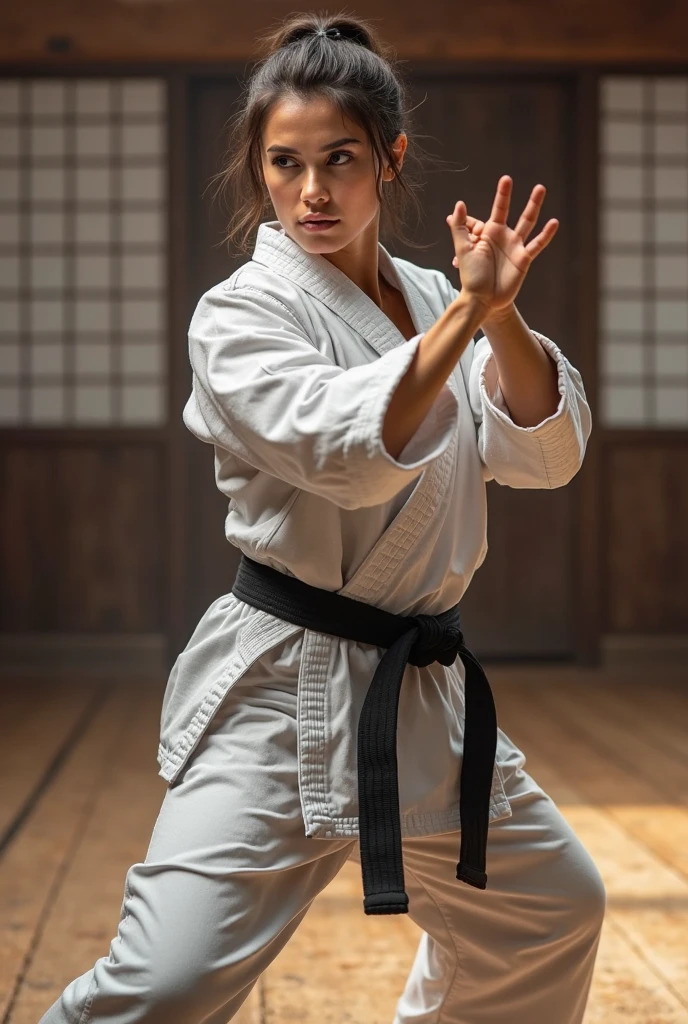 Realistic busty 55yo woman,Karateka,hokuto no ken,ultimate form,8k,lustful erotic obscene Performance Special move,