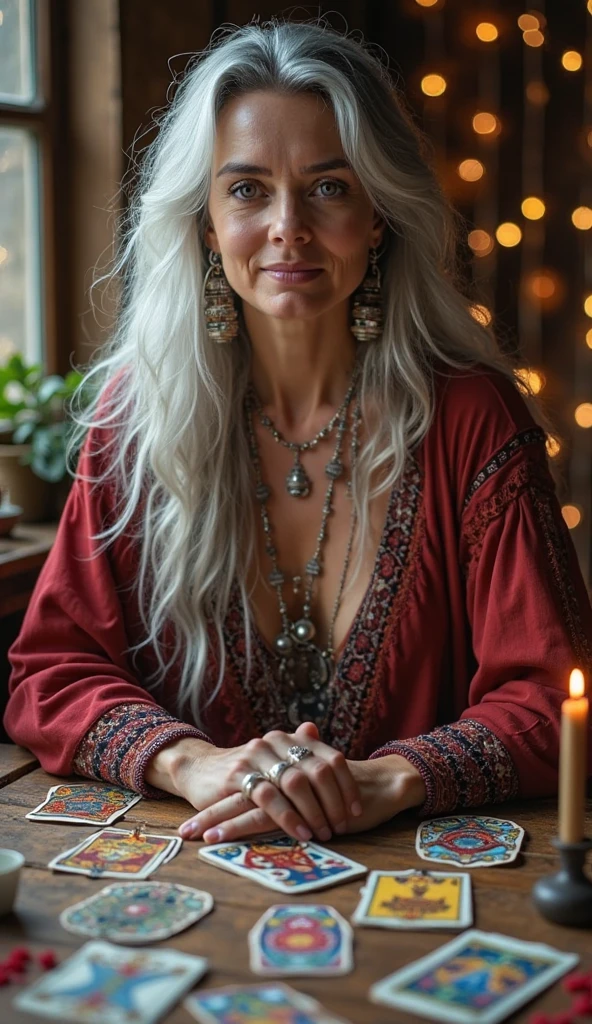 67 year old Mexican lady, hippie/ bohemian and fit. getting ready for sleep