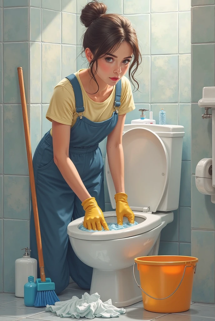 Adorable, demure Japanese girl in bathroom, peeing and pooping, using Asian squat toilet, lemonaide, sour cream, chocolate syrup, old Japanese porn aesthetic, by Frank Frazetta, By Brian Bolland, by Jim Steranko, Euro-Fumetti style, 1960s retro aesthetic, vivid lurid technicolor tones, Lomography effect, Best Quality HD, 8x, intricately detailed, vintage erotic art style, vivid colors, crisp details of face, 35mm motion picture film, grainy damaged film