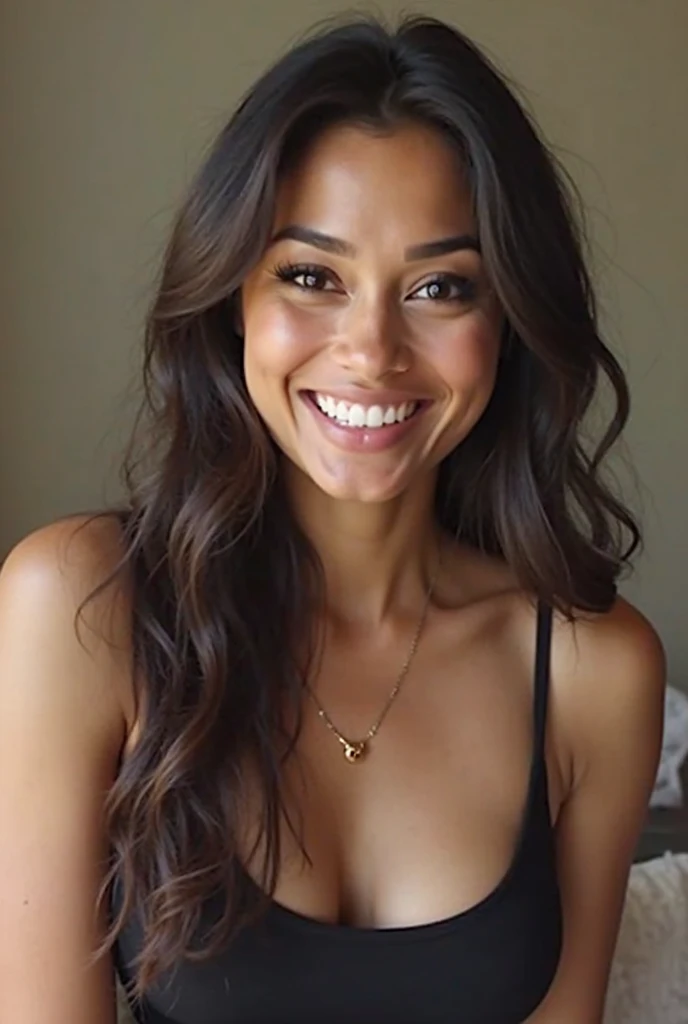 Amy Santiago fully nude smiling with cum all over her face
