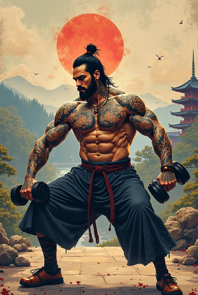 male、logic、Long black hair、Pandaのタトゥー、sunglasses、drawer、punch、Fight、Wear an aura、Panda、wave fist、Eating bamboo、Muscular、Deathblow、wilderness、Sandstorm