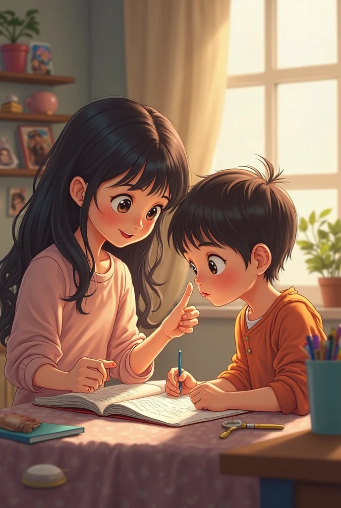 The mother secretly sells her precious heirloom to buy the book. When the children find out, they are deeply touched and vow to make their mother proud by studying hard.
