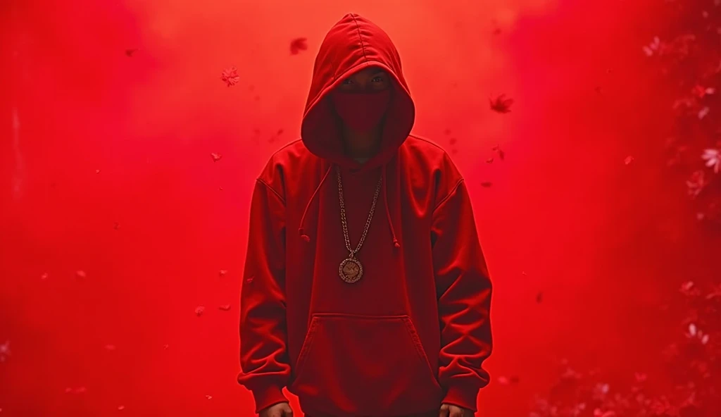 The red scene is surrounded by a rapper but his face can't be seen ...